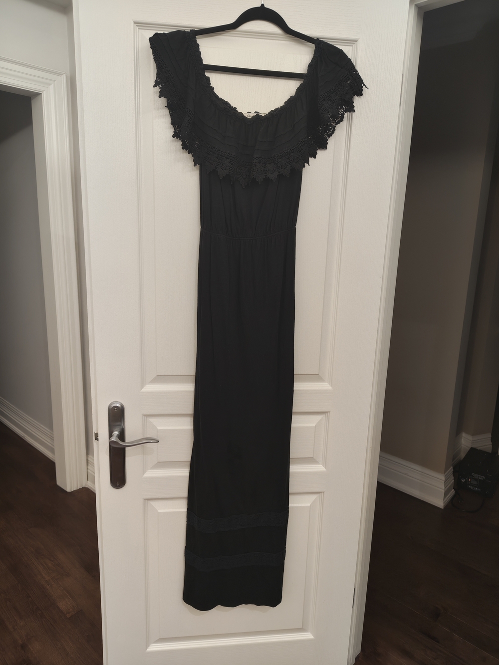 Miss Selfridge Black Lace-Trim Maxi Dress